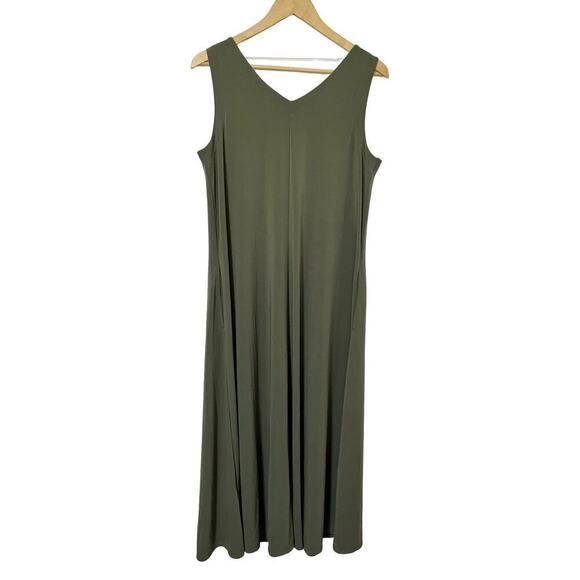 Chicos Easy Chic Sleeveless Maxi Dress Size M Olive Green A-Line Stretch NWT - Picture 2 of 6